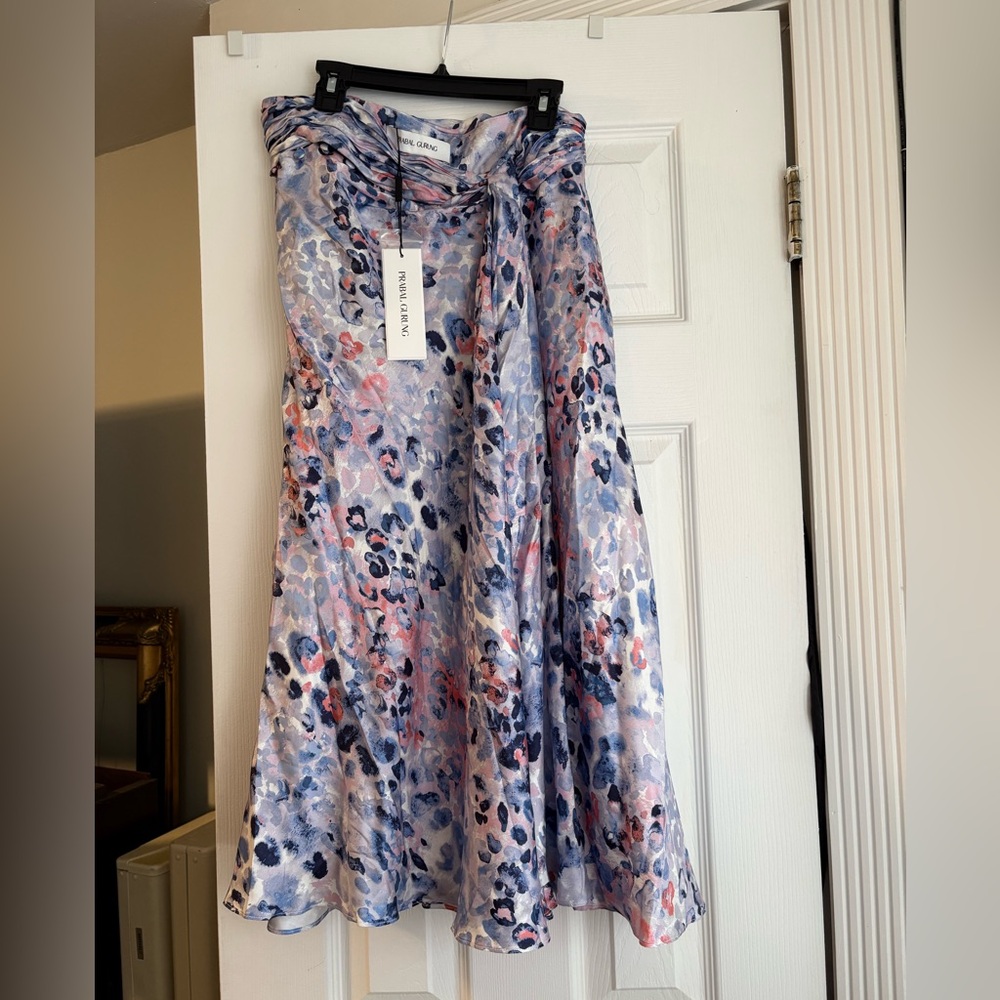 NWT Prabal Gurung Printed Silk Midi Skirt